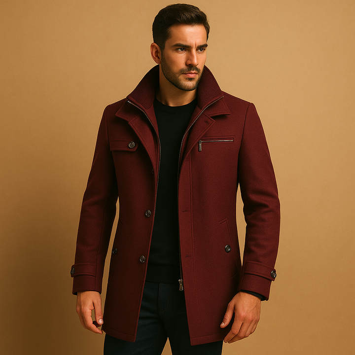 Modern men's waterproof winter jacket, perfect for staying warm and dry in harsh conditions. Stylish & functional.