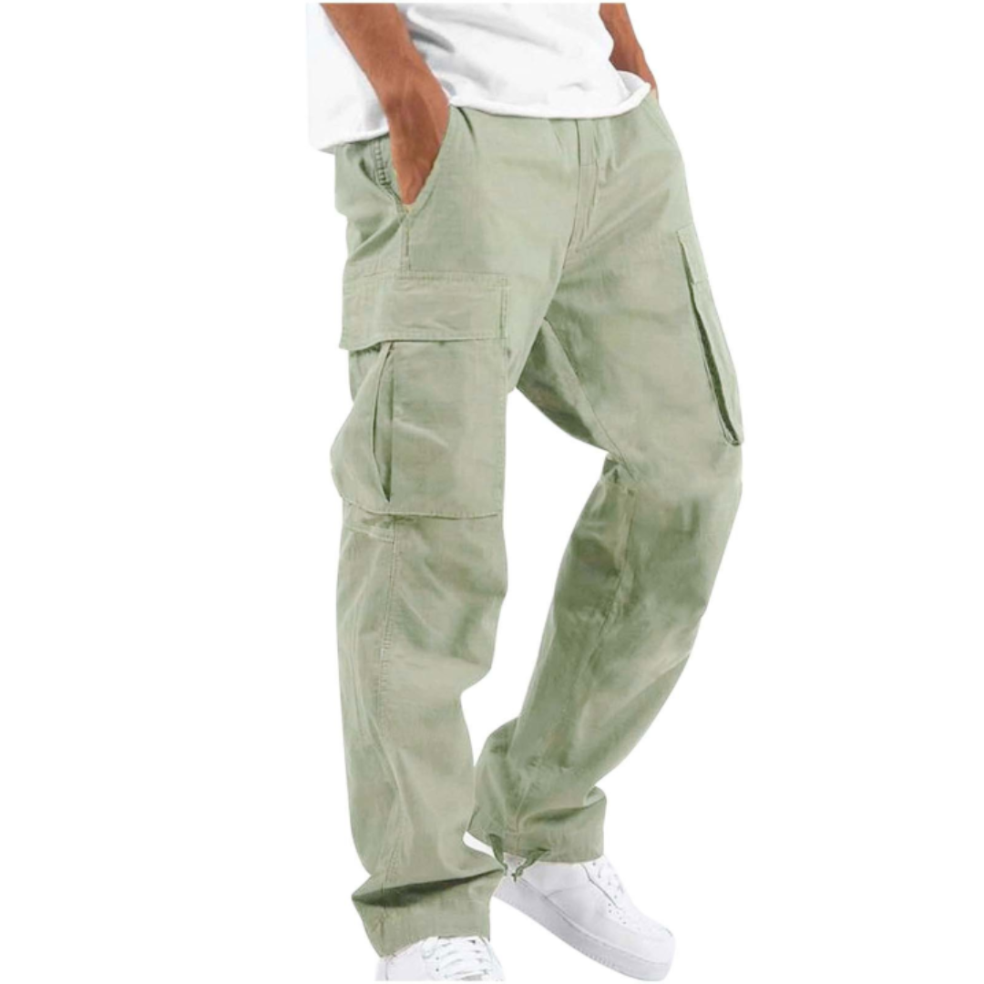 Comfortable men's wide leg cargo trousers, relaxed fit for everyday wear. Perfect for outdoor adventures.