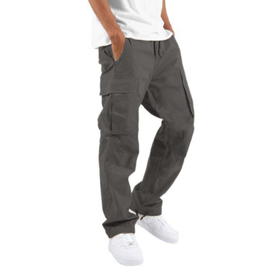 Functional men's wide leg cargo pants, relaxed fit, multi-pocket design for essential storage & style.