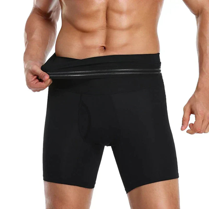 High waist men's compression shorts for tummy control. Posture support & activewear for men.