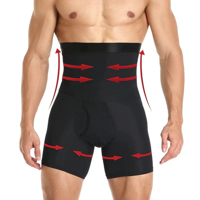 Men's body shaper shorts provide tummy control & a slimmer look. Comfortable compression underwear.