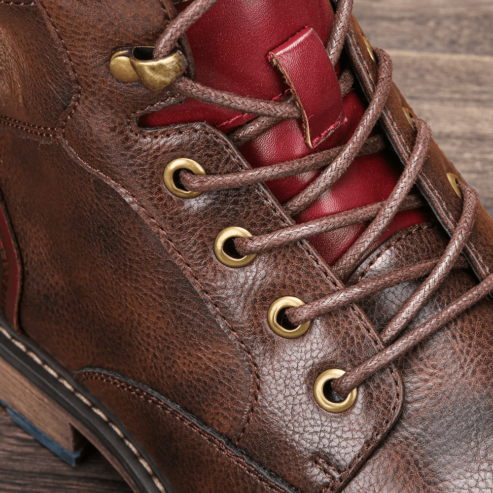 Men's Leather Boots with Side Zipper and Non - Slip Sole - Lexians