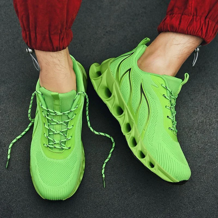 Men's orthopedic walking and running shoes with arch support, featuring a wide round toe and slip-resistant outsole.