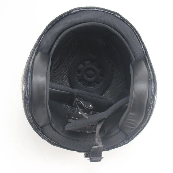 "Men's retro vintage motorcycle helmet with goggle mask, open-face design, classic style, superior protection, stylish ride."