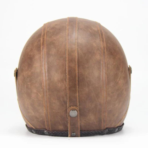 "Men's retro vintage motorcycle helmet with goggle mask, open-face design, classic style, superior protection, stylish ride."