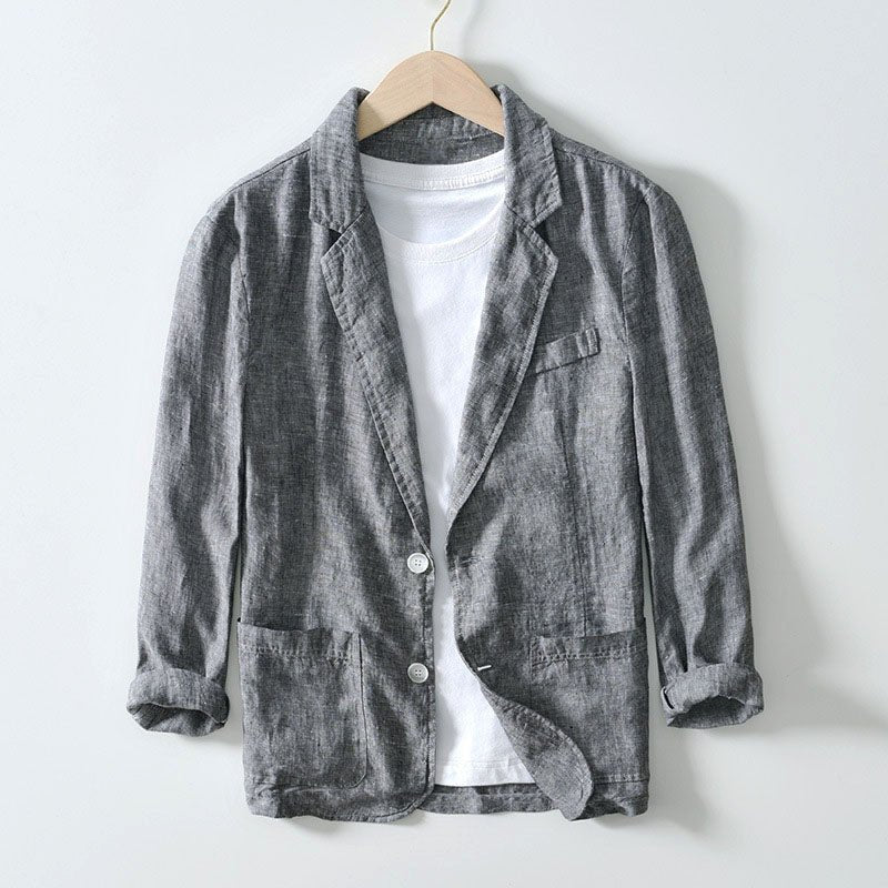 Men's Tuscan Linen Blazer with Notch Lapel - Lexians