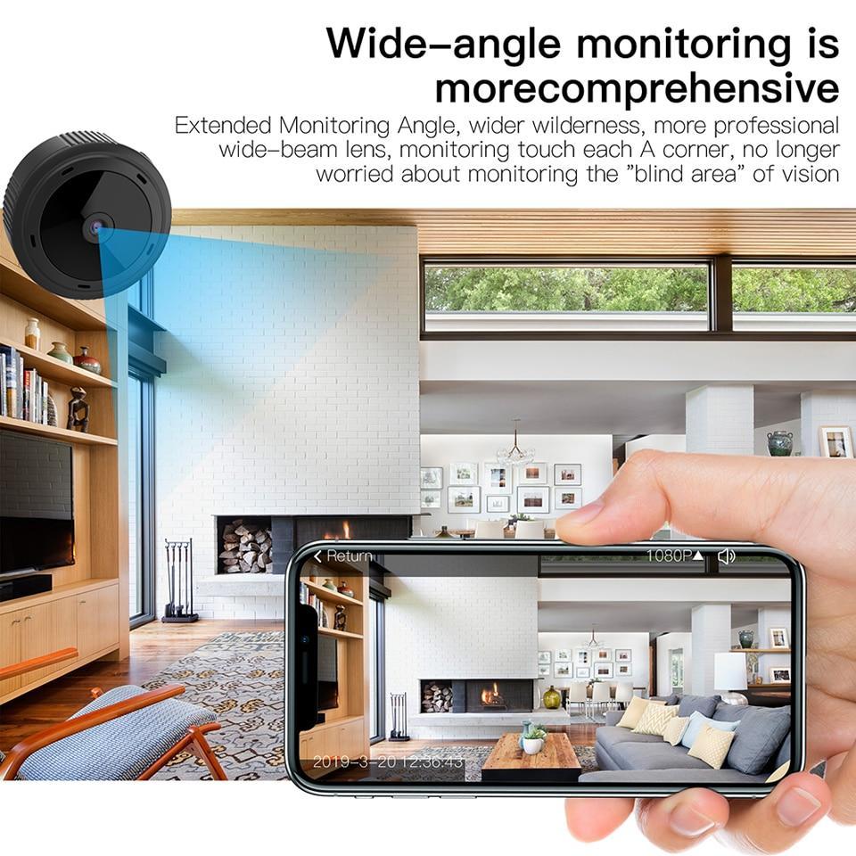 Compact indoor WiFi smart security camera for discreet home surveillance, featuring night vision & motion detection.