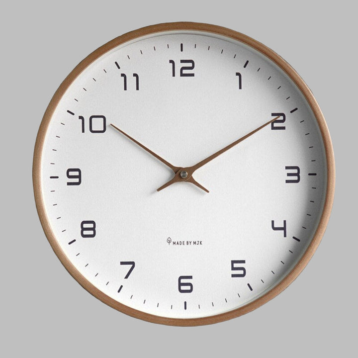 Minimalist Scandinavian wooden wall clock, silent & stylish. Modern natural wood round clock for living room decor.