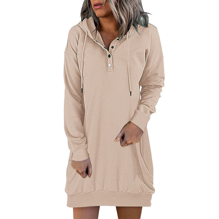 Comfortable women's long hoodie, Valeria, in a minimalist design, great for everyday casual apparel.
