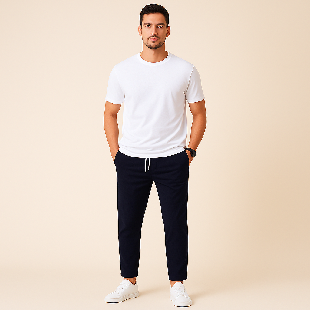 Men's slim fit drawstring pants, perfect for casual wear, comfort, and versatile everyday style.