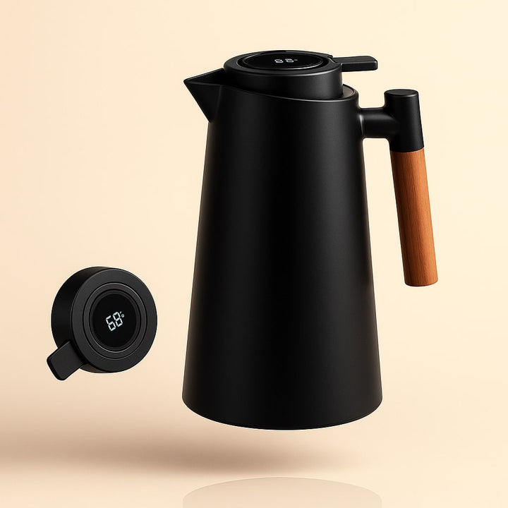 1L thermal carafe with accurate temperature display, essential for keeping drinks perfect for hours.