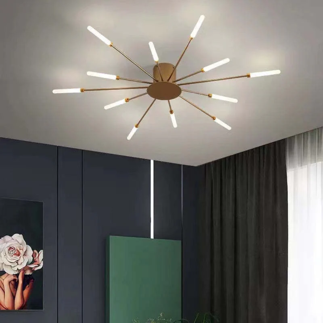 Black modern large LED ceiling light, sleek & bright illumination.