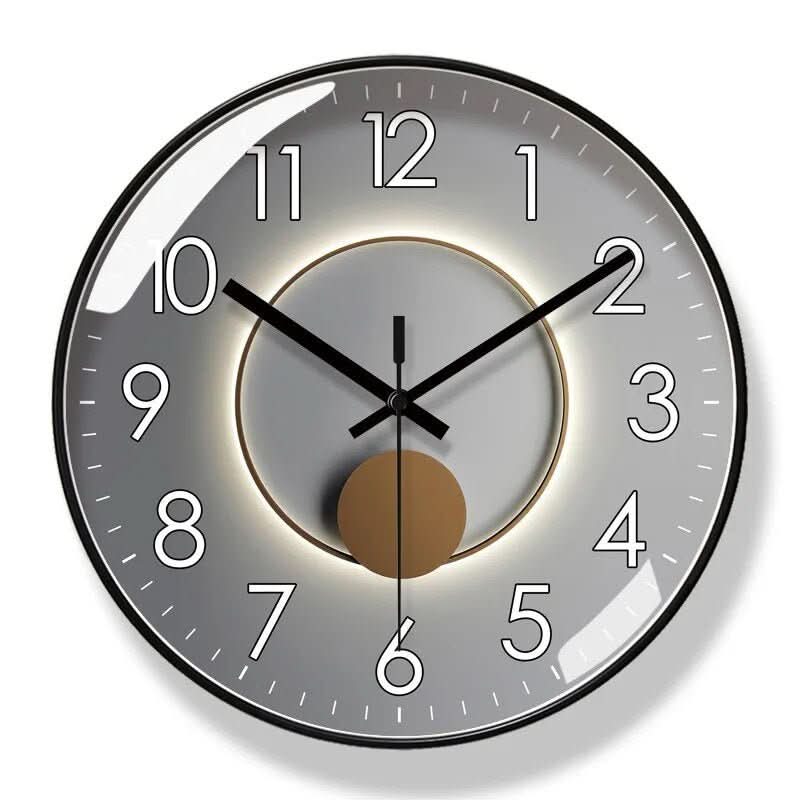 Round modern Nordic wall clock, silent quartz mechanism, perfect stylish decor for any room.