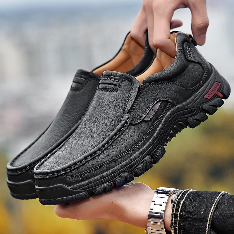 Comfortable orthopedic men's walking shoes, perfect for foot support on long hikes & leisure.