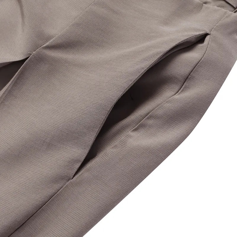 Professional high-waist palazzo pants for plus-size women, offering effortless wide-leg style.