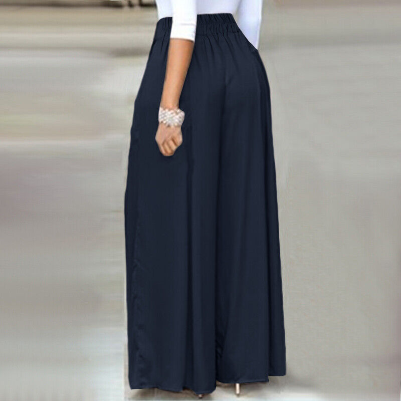 Plus-size women's professional wide-leg pants, comfortable and stylish for all-year office wear.