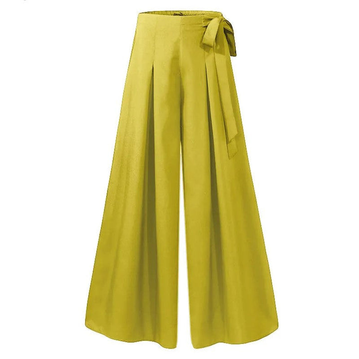 High-waist plus-size work pants for women, offering a chic wide-leg and professional appeal.