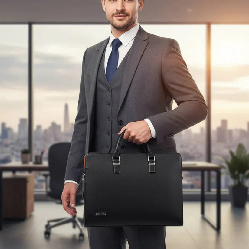 Professional men's laptop messenger bag for 14-15 inch laptops. Ideal business & work travel bag.