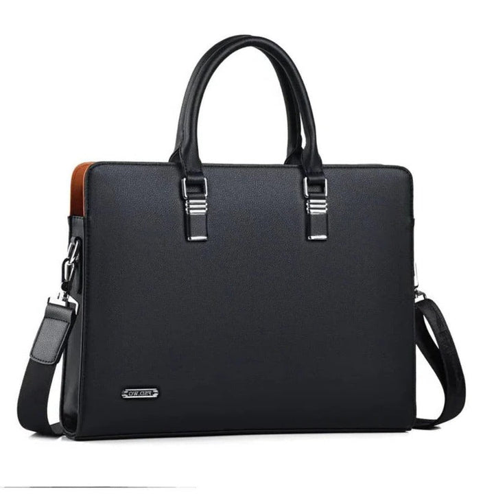Sleek men's business travel bag. Dedicated compartments for 14-15 inch laptops & professional gear.