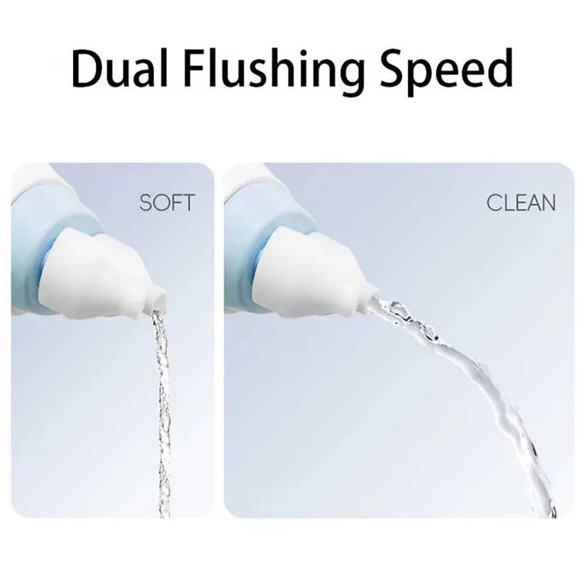 Waterproof dual-action nasal cleanser. Rechargeable personal care device for convenient sinus relief.