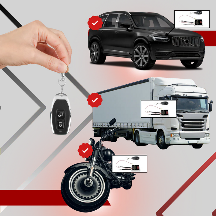 Wireless remote anti-theft kill switch for 12V cars & trucks, enhancing vehicle safety.