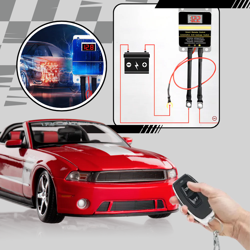 Automotive remote kill switch for anti-theft, battery saving, and enhanced vehicle security.