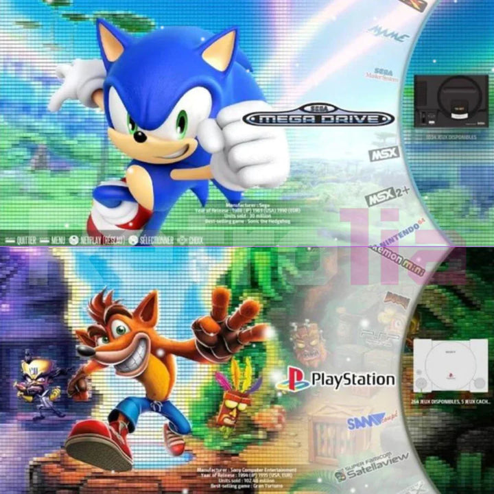 All-in-one retro gaming console, 64GB, 2 wireless controllers, enjoy thousands of classic video games.