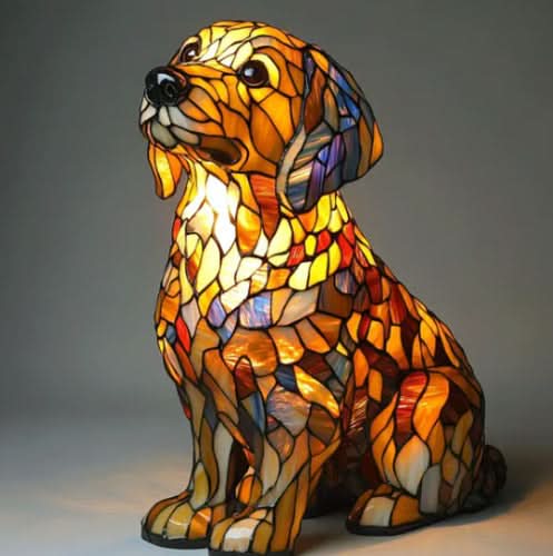 Shimmering LED dog bedroom light, a charming and unique gift for dog lovers.