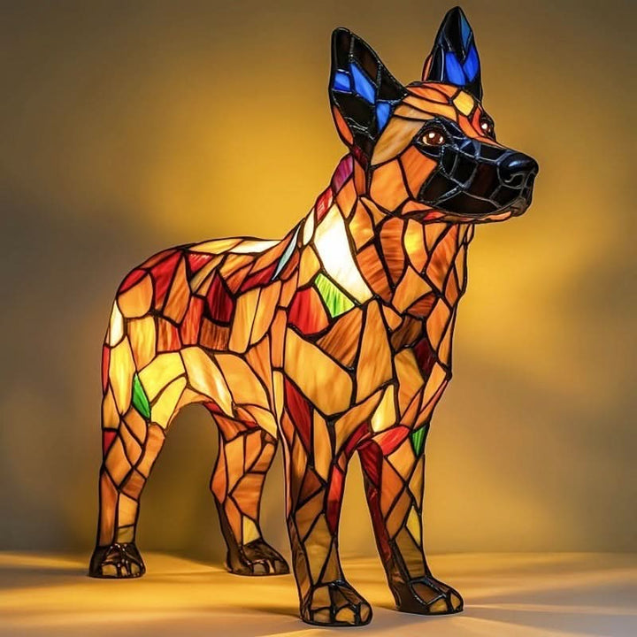 Unisex shimmering LED night light, dog statue, perfect mood lighting for any space.