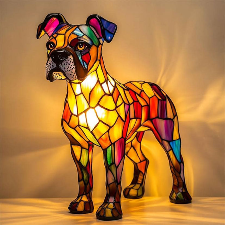 Unisex LED animal night light, shimmering dog statue, ideal for kids' rooms or adult decor.