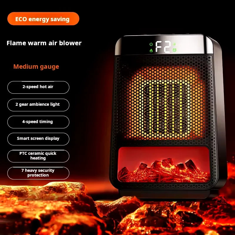 "Sleek compact electric heater with PTC ceramic tech, fast heat and energy-efficient, perfect for bedrooms and offices."