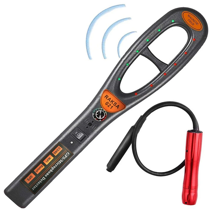 "Sleek GPS tracker detector with free detection tube; compact tech gadget for hidden device protection."