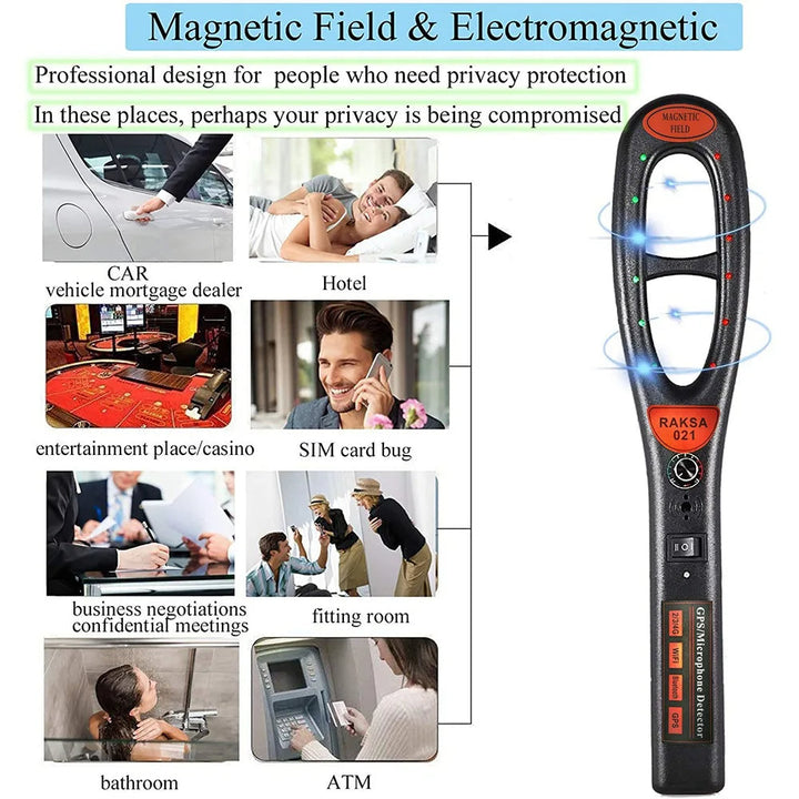 "Sleek GPS tracker detector with free detection tube; compact tech gadget for hidden device protection."