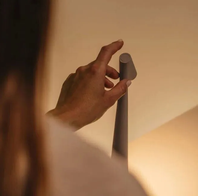 "Sleek Nordic minimalist LED wireless mood lamp with dimmable light and durable design for modern home decor."