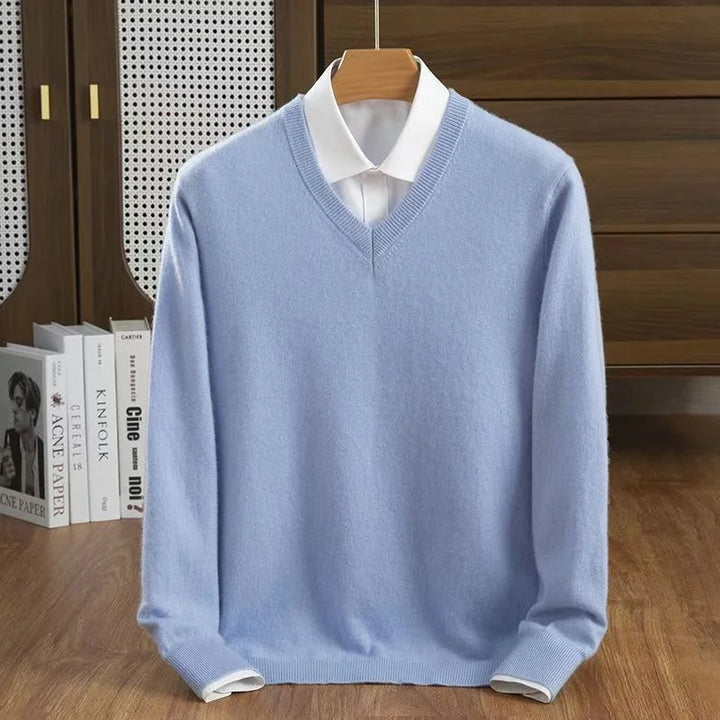 Soft everyday women's V-neck sweater in a comfortable knit, perfect for versatile styling.
