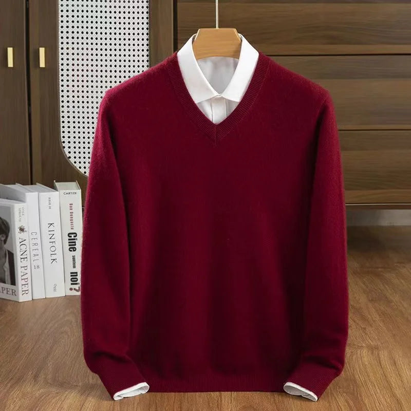 Luxuriously soft women's V-neck long-sleeve sweater, a cozy essential for everyday comfort.