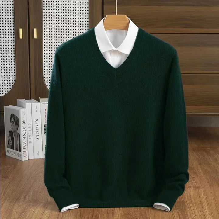 Stylish women's soft V-neck sweater, designed for comfortable everyday wear and easy layering.