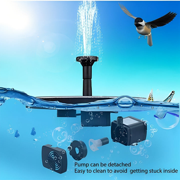 Enhance your backyard oasis with this solar fountain pump, a perfect floating water feature for outdoor living.
