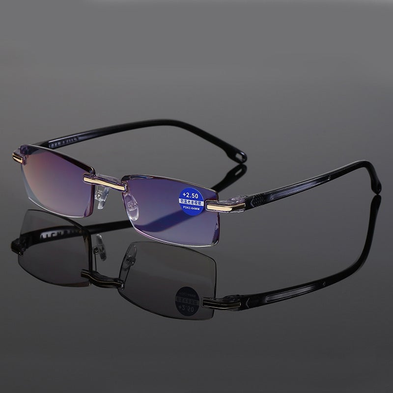 Unisex progressive reading glasses for clear near & far vision, blue light filter, UV protection. Lightweight travel eyewear.