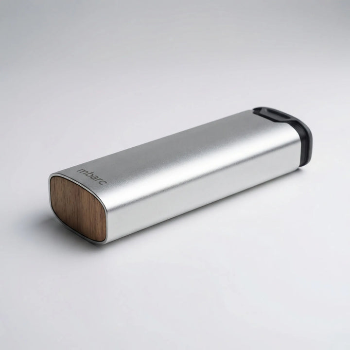Elegant aluminum & wood 7-day pill organizer. Perfect weekly planner for medication, vitamins, & daily supplements.