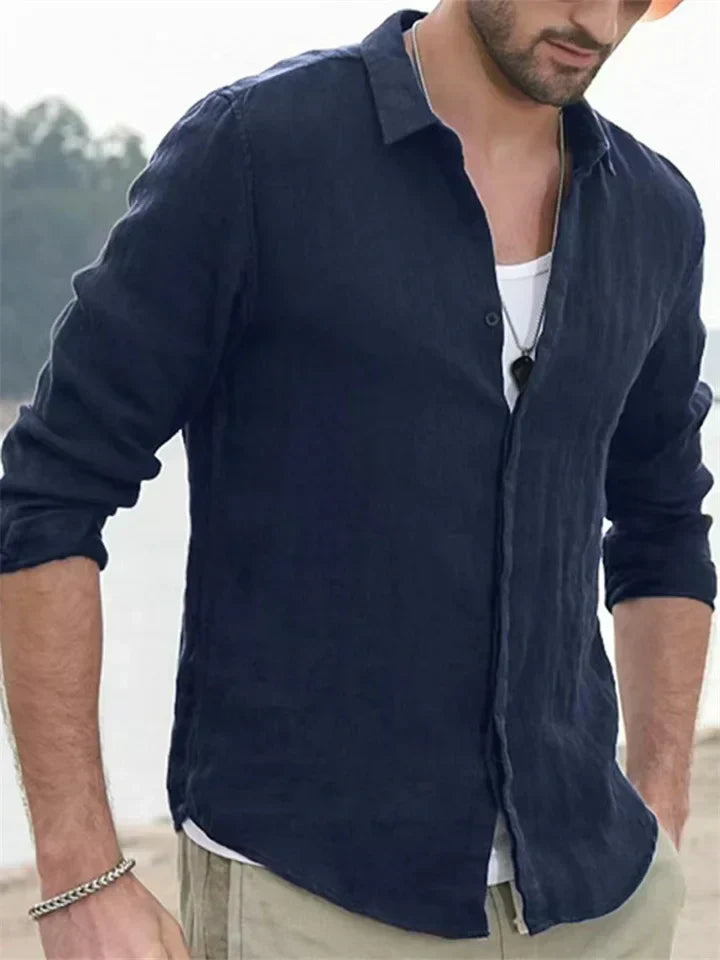 Comfortable & stylish men's long sleeve summer shirt for casual wear. Lightweight, perfect for men's fashion.