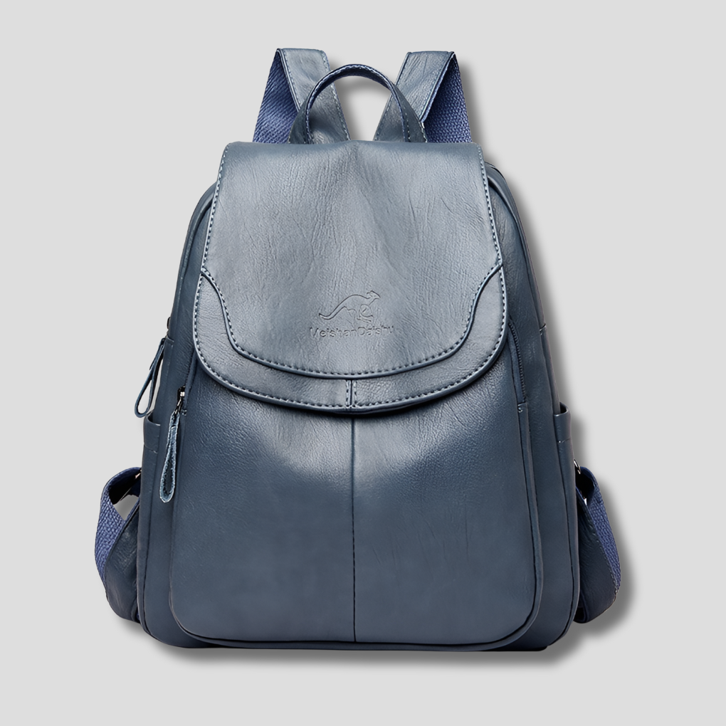 Fashionable women's leather anti-theft backpack, perfect for daily commute & secure travel. Designer quality.