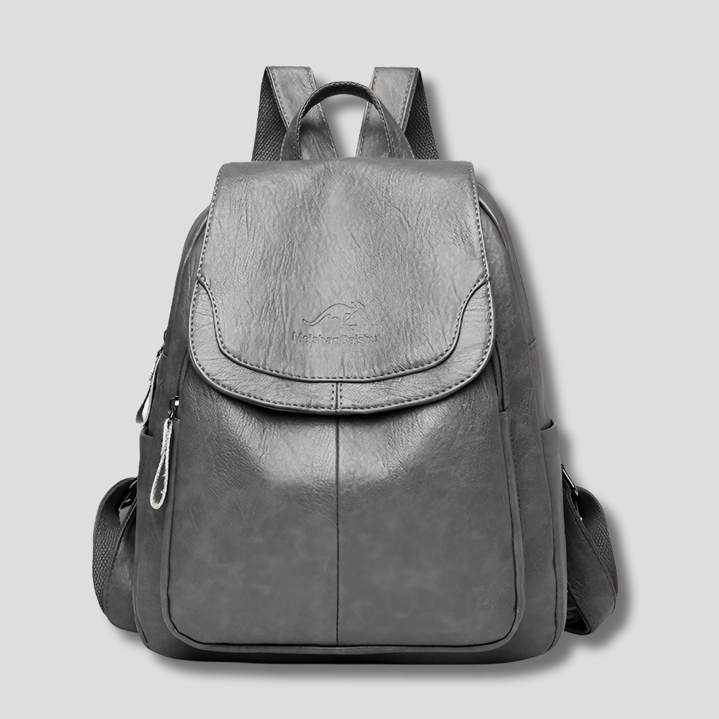 Women's secure anti-theft leather travel backpack. Elegant and practical for adventures or city commuting.