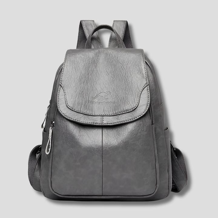 Women's secure anti-theft leather travel backpack. Elegant and practical for adventures or city commuting.