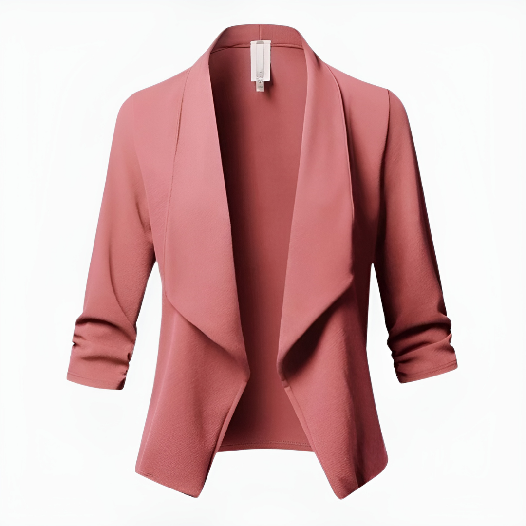 Stylish women's casual open front office blazer in a versatile solid color, perfect for business casual.