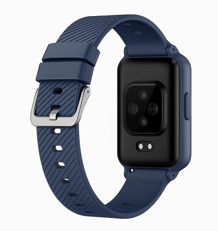 Health monitor screen on TavvitaImp009 senior smartwatch displaying activity steps, heart rate & calories.