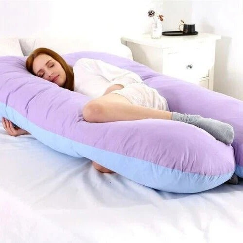 U-Shaped Full Body Pillow for comprehensive sleep support, featuring a soft jersey cover and adaptable comfort.