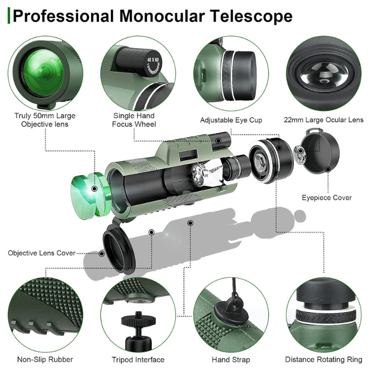 Powerful 600x zoom monocular telescope for wildlife spotting, birdwatching, and detailed nature observation.