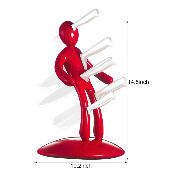 Stylish humanoid knife holder, unique design for kitchen organization. Practical countertop cutlery stand.