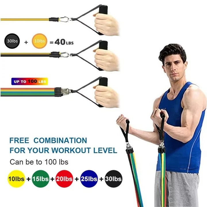 Unisex exercise bands for muscle building & strength training. Complete resistance set for any workout.